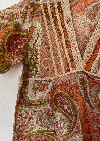 Diğer Vintage Bohem Etnik Şal Desenli Bluz