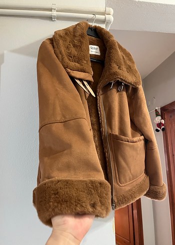 Kahverengi Kürklü Midi Kadın Ceket - Görsel 3
