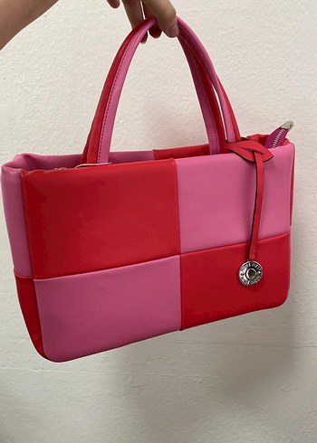 Pembe Deri Kareli Kadın Çanta - Görsel 2