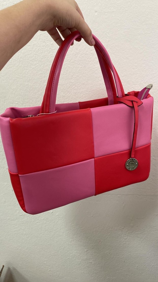 Pembe Deri Kareli Kadın Çanta - Görsel 3