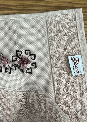 Pudra renkli etamin işi 3lü havlu takım - Görsel 6