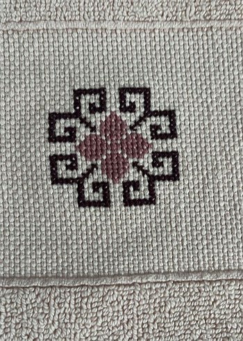 Pudra renkli etamin işi 3lü havlu takım - Görsel 3