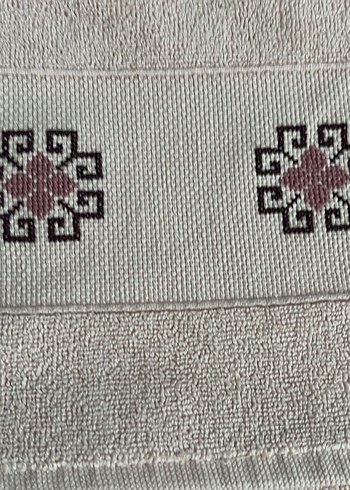 Pudra renkli etamin işi 3lü havlu takım - Görsel 2