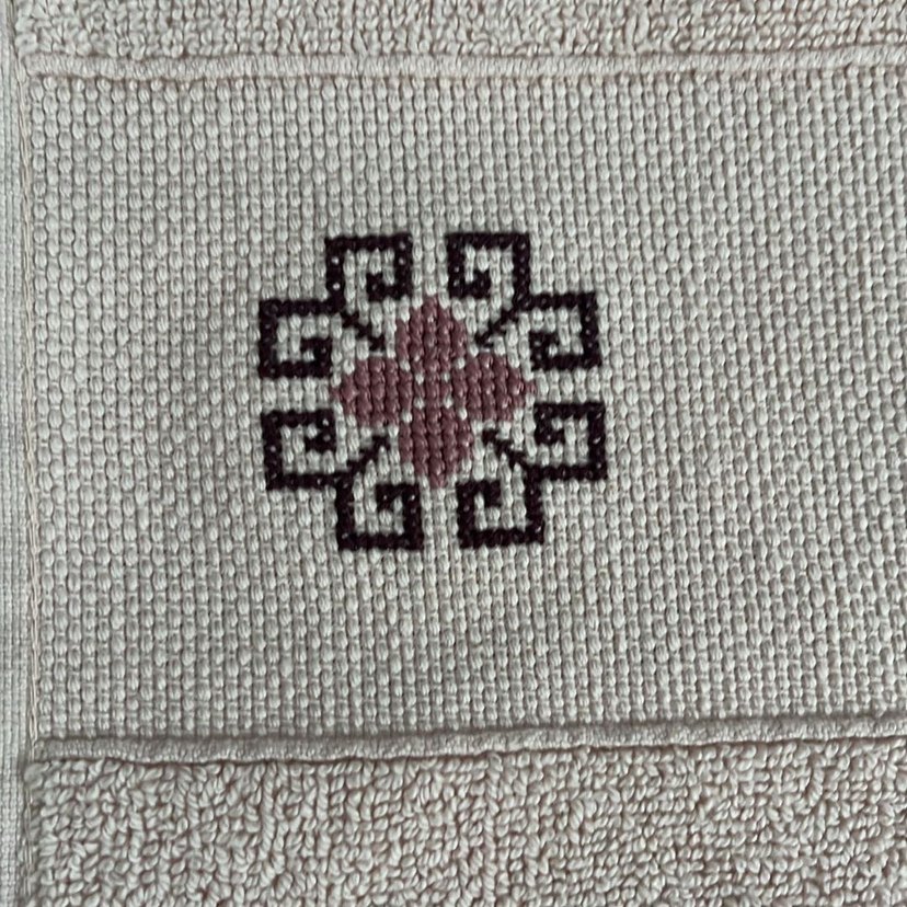 Pudra renkli etamin işi 3lü havlu takım - Görsel 3