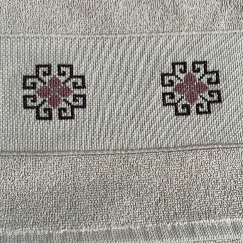 Pudra renkli etamin işi 3lü havlu takım - Görsel 2