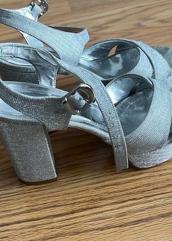 Gri Platform Topuklu Kadın Abiye Ayakkabı - Görsel 5