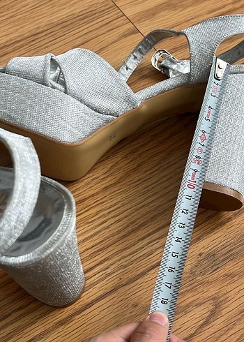 Gri Platform Topuklu Kadın Abiye Ayakkabı - Görsel 3