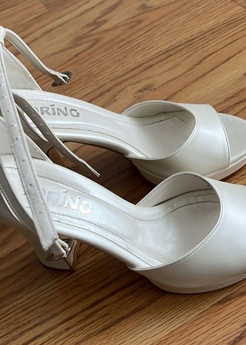 Beyaz Platform Topuklu Kadın Abiye Ayakkabı - Görsel 6