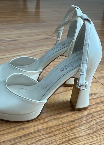 Beyaz Platform Topuklu Kadın Abiye Ayakkabı - Görsel 2