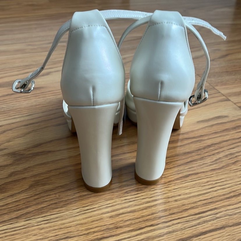 Beyaz Platform Topuklu Kadın Abiye Ayakkabı - Görsel 3