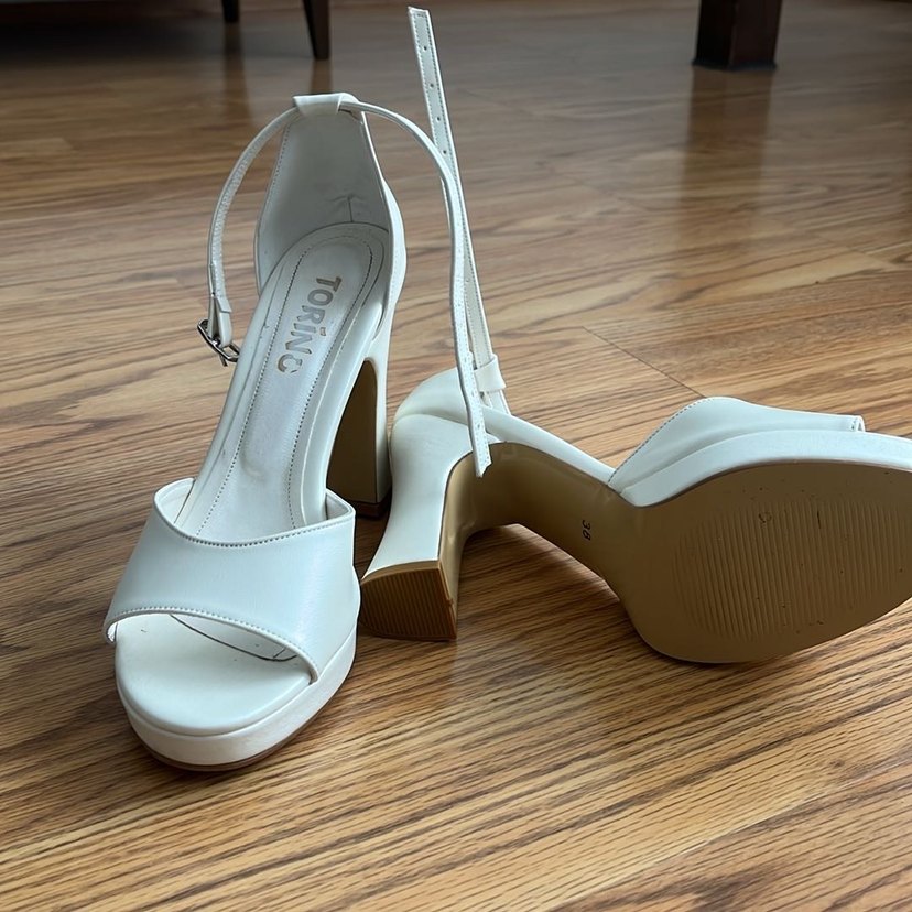 Beyaz Platform Topuklu Kadın Abiye Ayakkabı - Görsel 5