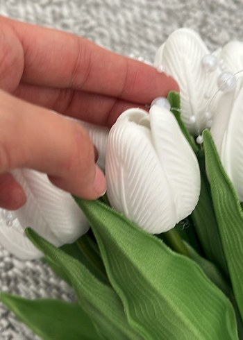 Beden beyaz Renk Boncuk Detaylı Beyaz Bohem Gelin Buketi