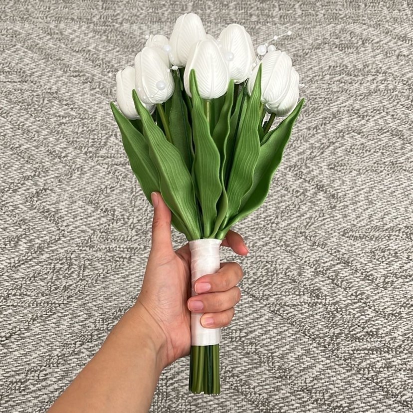 Boncuk Detaylı Beyaz Bohem Gelin Buketi - Görsel 3