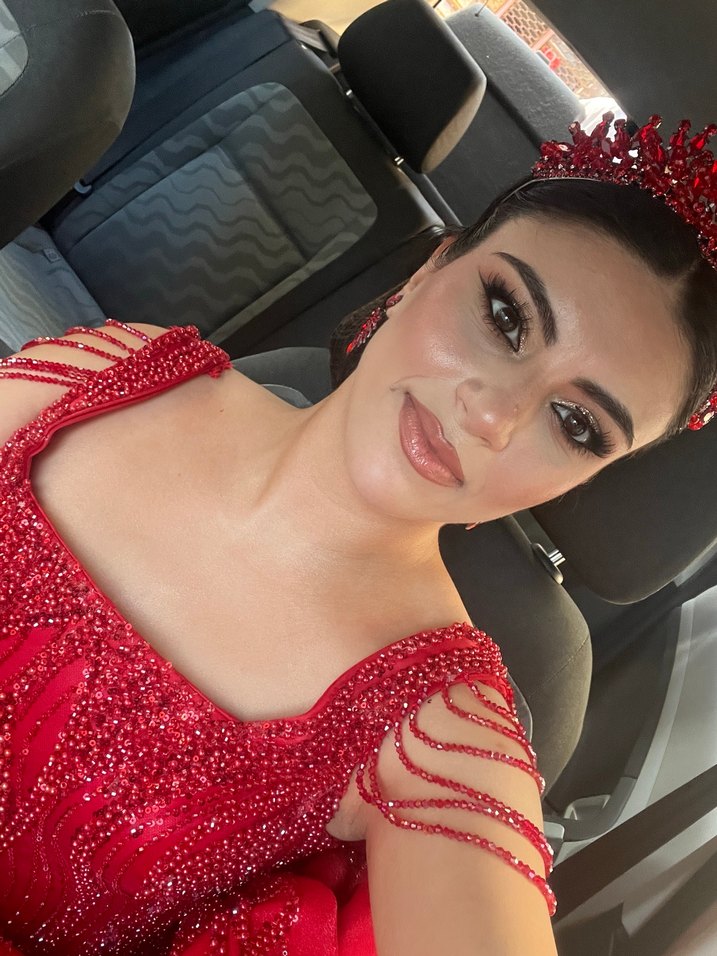 Kırmızı boncuklu kına tacı - Görsel 5