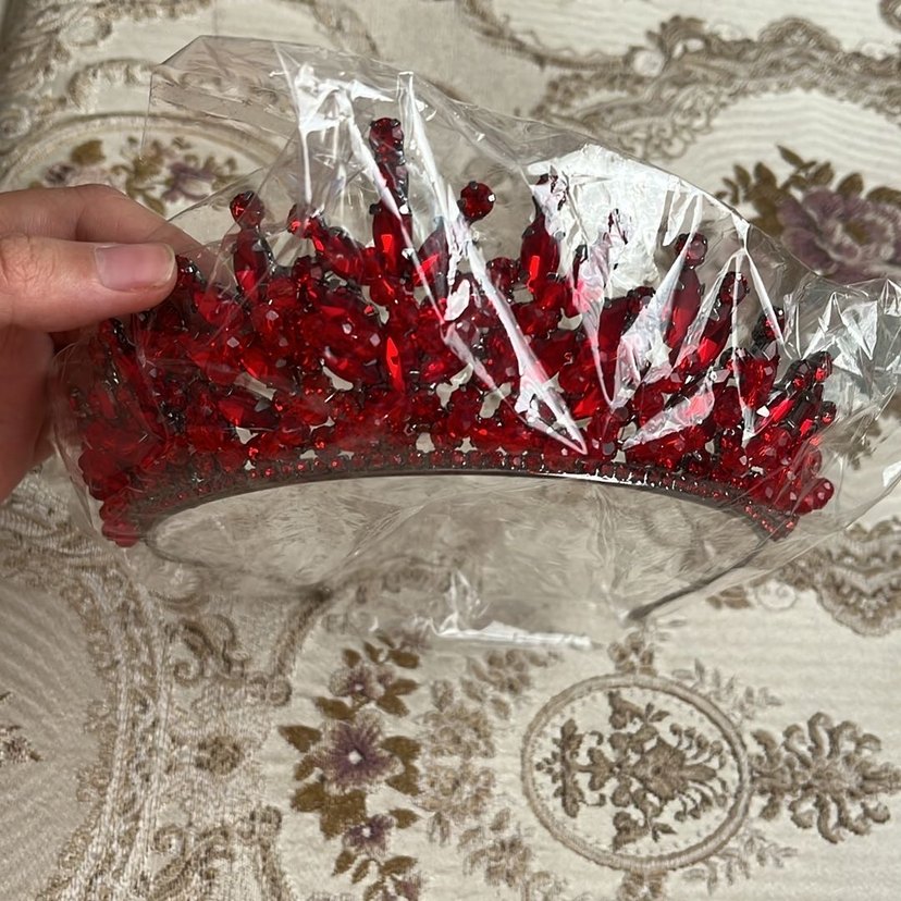 Kırmızı boncuklu kına tacı - Görsel 2