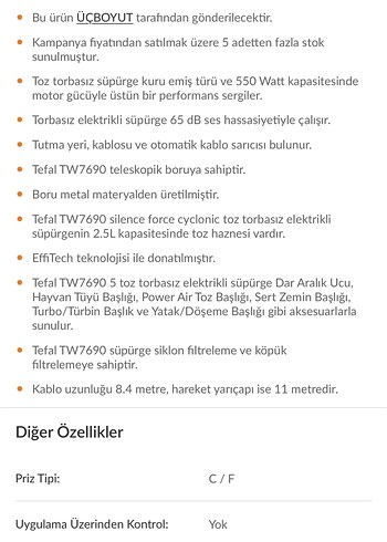 Tefal tw7690 elektrikli süpürge - Görsel 7