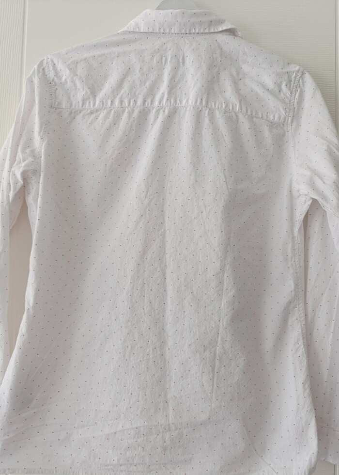 US POLO PEMBE PUANTİYELİ KADİN GÖMLEK  - Görsel 4