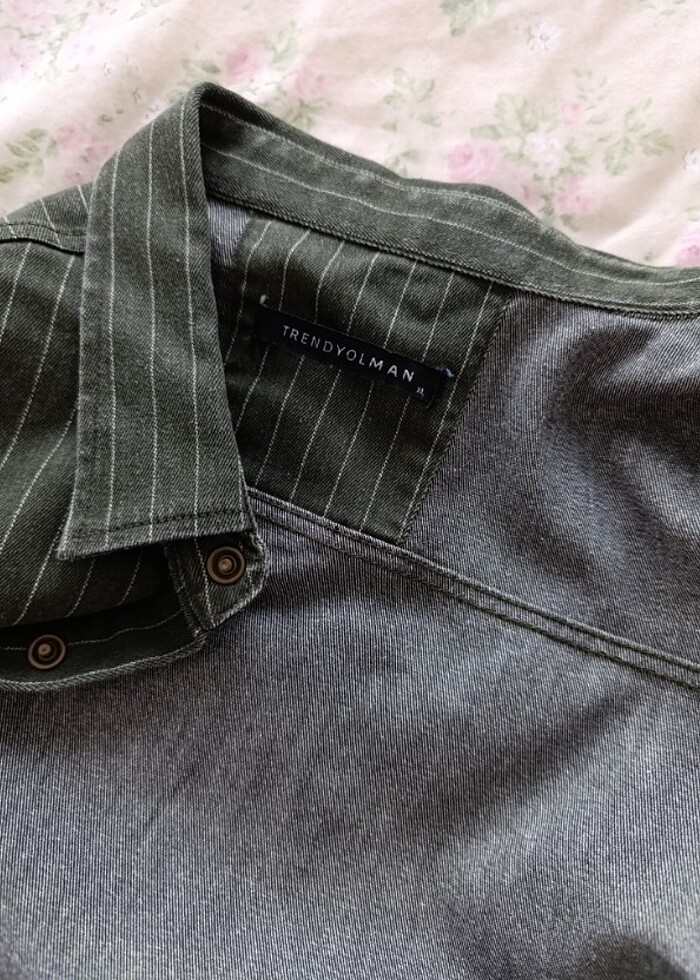 TRENDYOLMAN ERKEK HAKİ KOT GÖMLEK  - Görsel 3