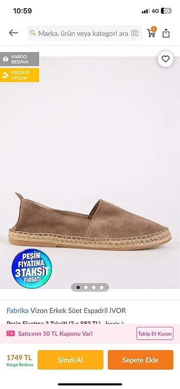 Erkek espadril ayakkabı
