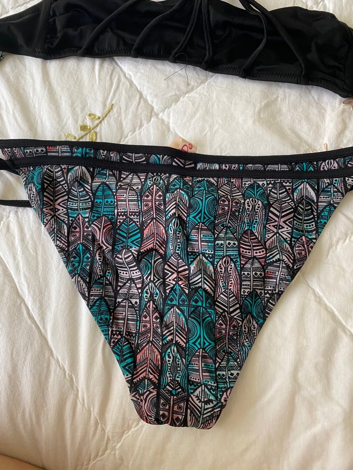 Siyah Bohem Dantelli İpli Bikini - Görsel 5