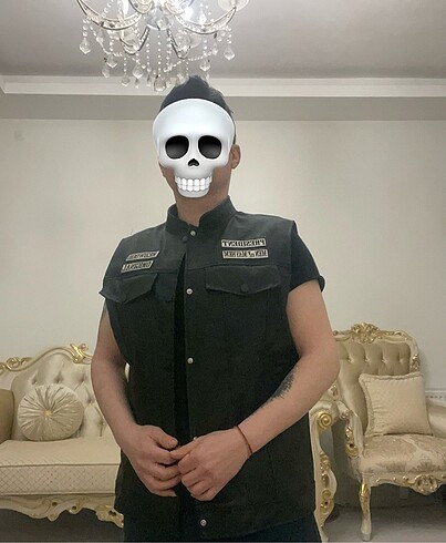 m Beden siyah Renk Deri yelek sons of anarchy