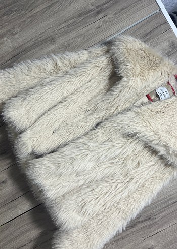 Bej Kadın Kürk Detaylı Midi Boy Mont - Görsel 6