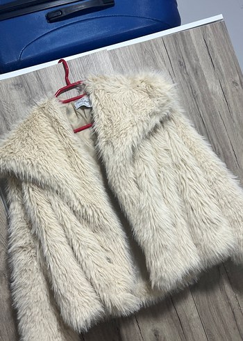 Bej Kadın Kürk Detaylı Midi Boy Mont - Görsel 3