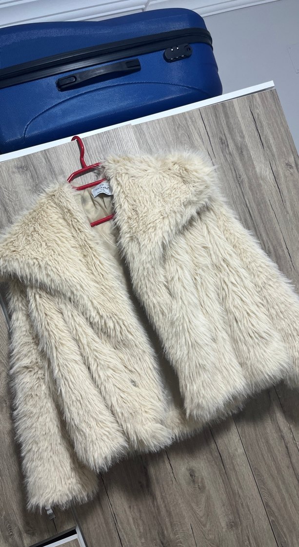 Bej Kadın Kürk Detaylı Midi Boy Mont - Görsel 3