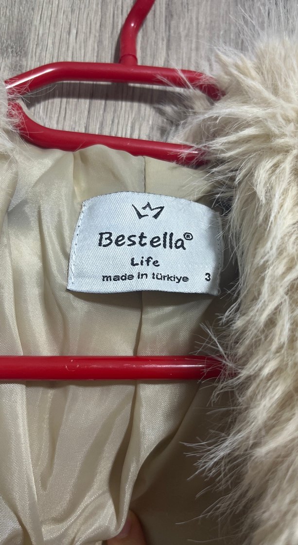 Bej Kadın Kürk Detaylı Midi Boy Mont - Görsel 4