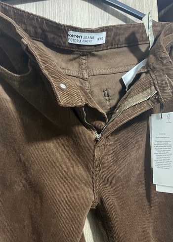 Düğmeli Kahverengi Süet Kadın Kot Pantolon - Görsel 6