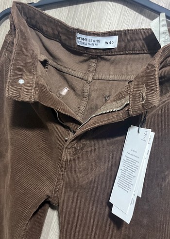 Düğmeli Kahverengi Süet Kadın Kot Pantolon - Görsel 2