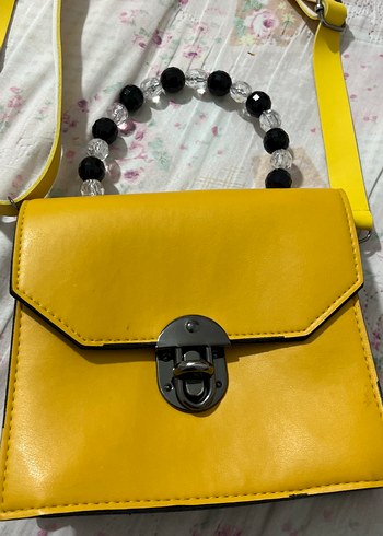Sarı Deri Tokalı Bohem Çanta - Görsel 2