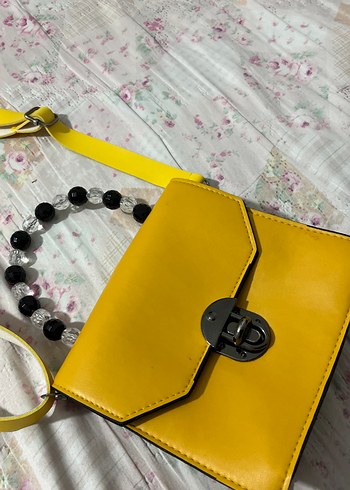 Sarı Deri Tokalı Bohem Çanta - Görsel 3