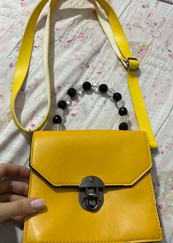 Sarı Deri Tokalı Bohem Çanta - Görsel 4