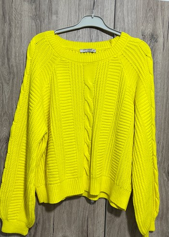 Sarı Örgü Kadın Mini Kazak - Görsel 4