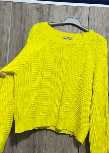 Sarı Örgü Kadın Mini Kazak - Görsel 5