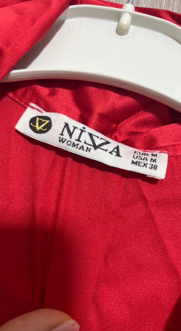 Kadın Kırmızı Saten Gömlek Ceket - Görsel 3