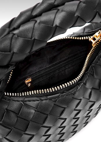 Derimod Siyah Örgü Desenli Deri Kadın El Çantası - Görsel 5