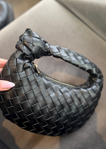 Derimod Siyah Örgü Desenli Deri Kadın El Çantası - Görsel 2