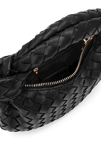 Derimod Siyah Örgü Desenli Deri Kadın El Çantası - Görsel 6