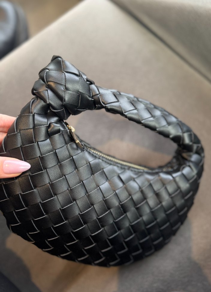 Derimod Siyah Örgü Desenli Deri Kadın El Çantası - Görsel 2