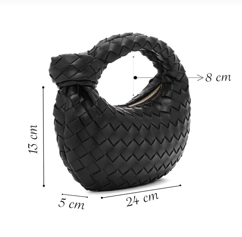 Derimod Siyah Örgü Desenli Deri Kadın El Çantası - Görsel 3