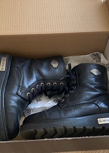 Harley Davidson Siyah Deri Biker Bot - Görsel 3