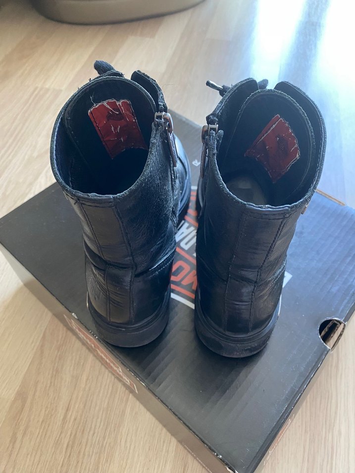 Harley Davidson Siyah Deri Biker Bot - Görsel 2