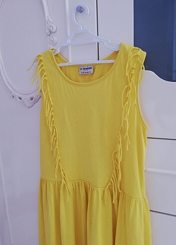 12-13 Yaş Beden sarı Renk Kız çocuk elbise 