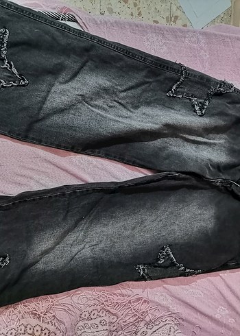 Diğer Koyu Siyah Yikamali Rahat Denim Jean
