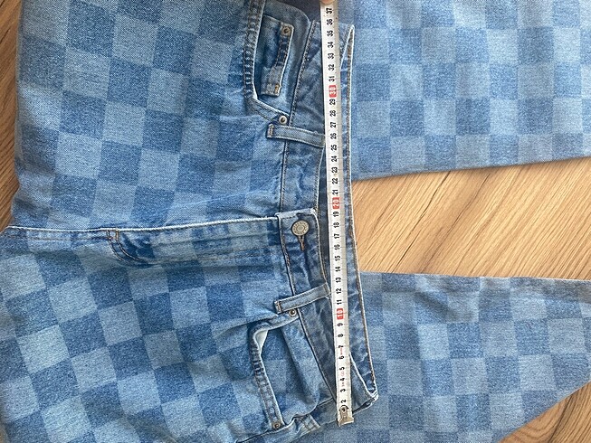 38 Beden mavi Renk Dama desen kot pantolon