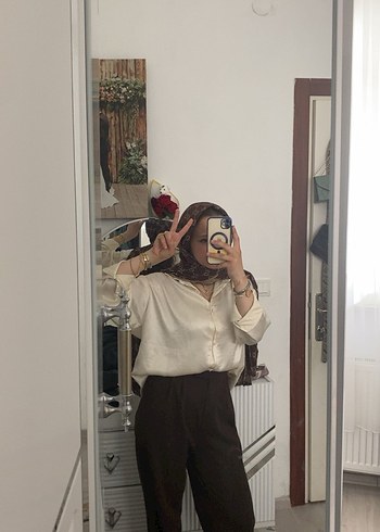 Kahve fermuarlı döküm kumaş pantolon