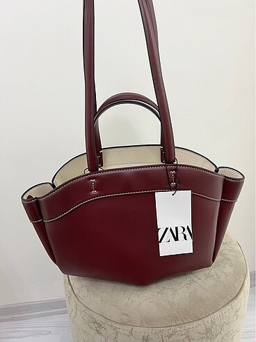 Beden bordo Renk Zara tote çanta