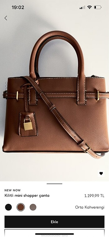 Beden kahverengi Renk Mango mini kilitli shopper çanta